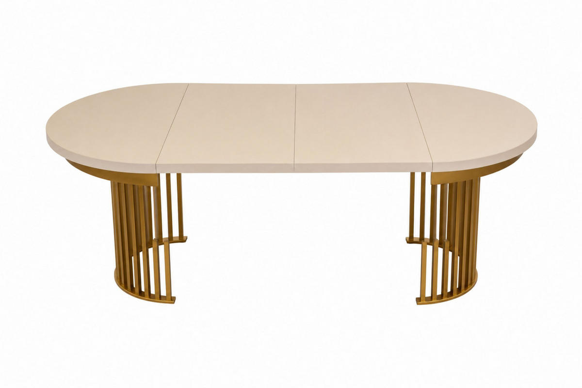 TISCHGRUPPE CLEO 100-200 cm in Kashmir/Gold mit 6 Stühlen in Boucle Grau - Kaschmir/Goldfarben, Holz/Textil (200/76/100cm) - Deine Möbel 24