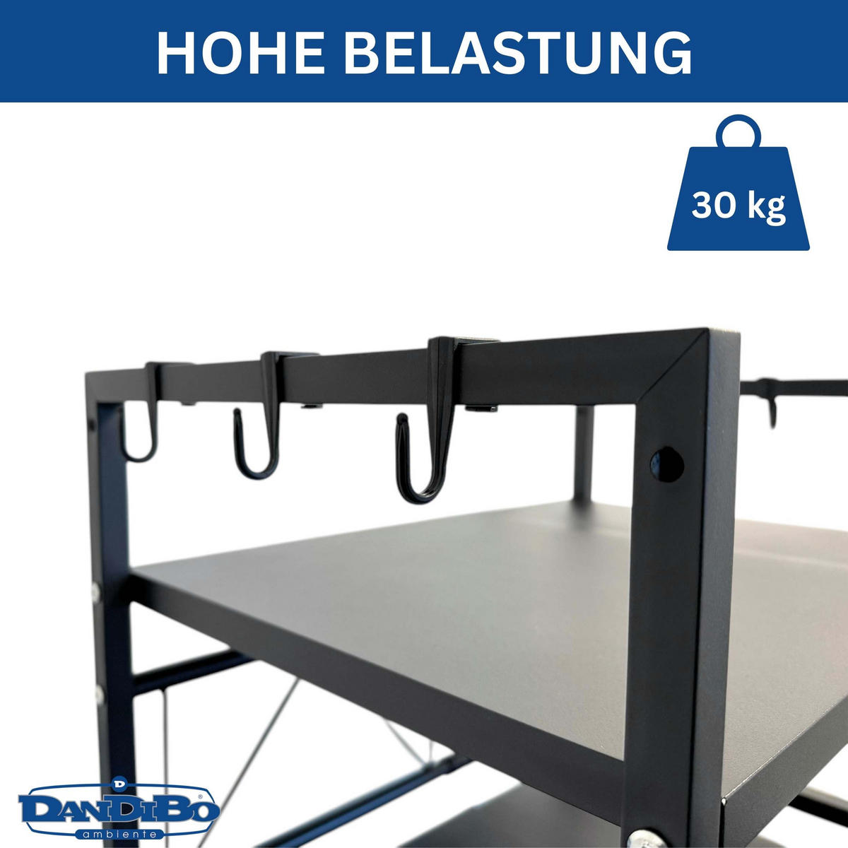 KÜCHENREGAL 3 Stufig Verstellbar 40 - 64 cm Metall - Schwarz, Metall (64/78/36cm) - DanDiBo