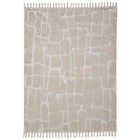 HOCHFLORTEPPICH mit Fransen MARA, geometrisch, Creme, 200 x 300 cm - Beige, Textil (300/200cm) - KADIMA DESIGN