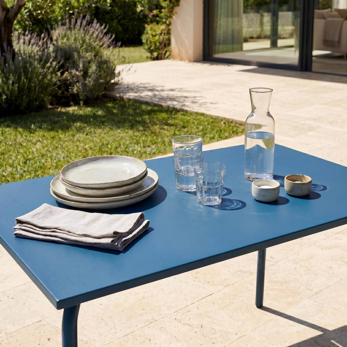 GARTENTISCH , Pazifikblau - Blau, Metall (120/70/72cm) - Oviala