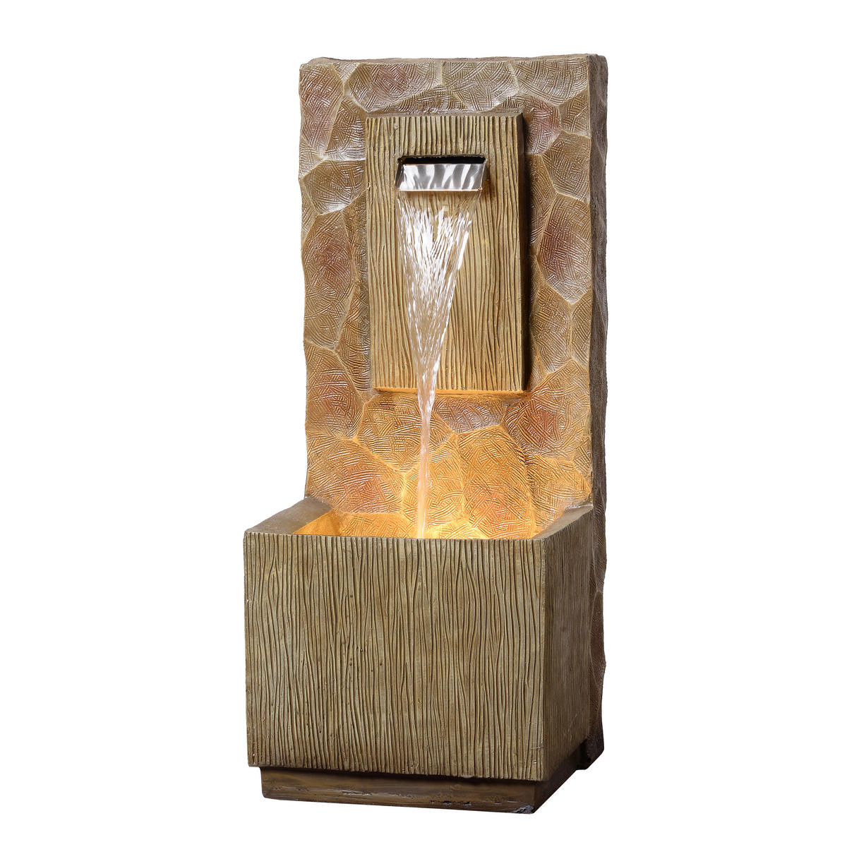 WASSERFALLBRUNNEN, LED, 81cm, Braun - Braun, Stein (35/31/81cm) - Teamson Home