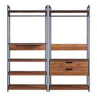 GARDEROBEN-SET 2 TLG. Larem - Walnussfarben/Schwarz, Holzwerkstoff/Metall (168/180/40cm) - [en.casa]