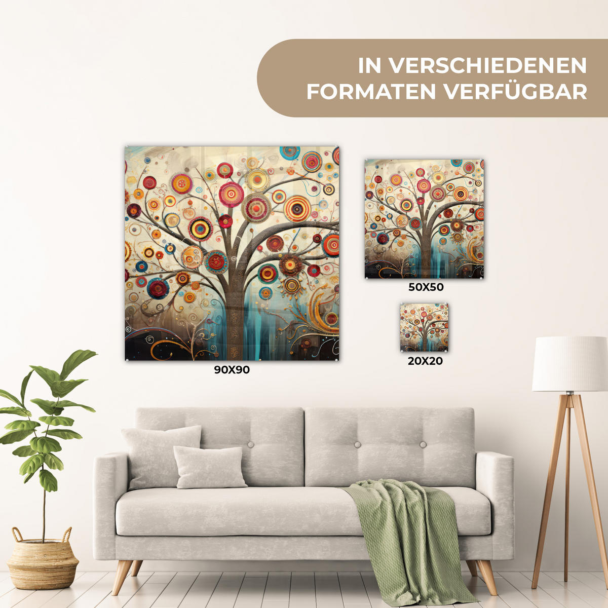 OBRAZ NA AKRYLOVOM SKLE Strom - Strom života - Farba 50x50 cm - hnedá, sklo (50/50cm) - MuchoWow
