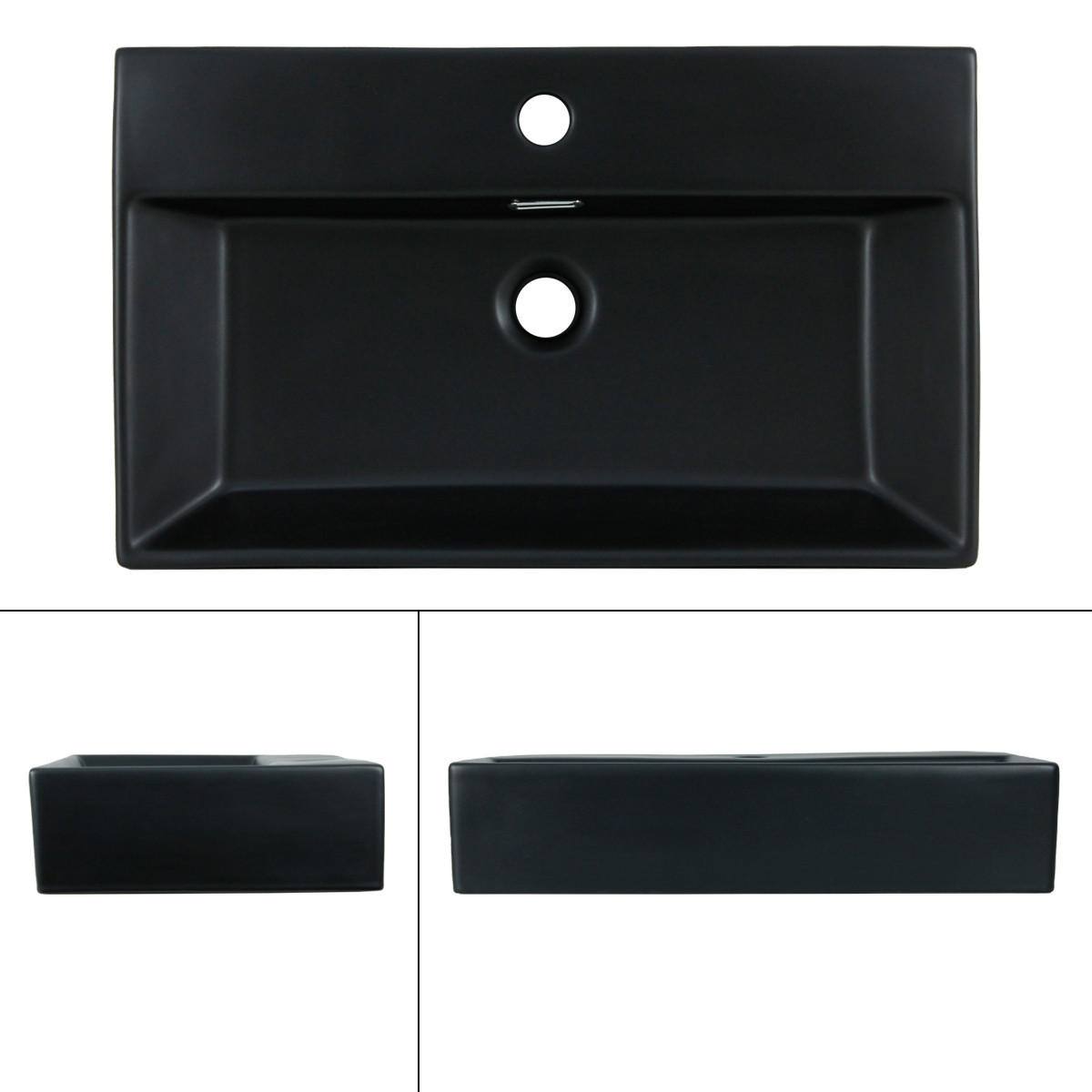 WASCHBECKEN - Schwarz, Keramik (36.5/13/60.5cm) - ML-DESIGN