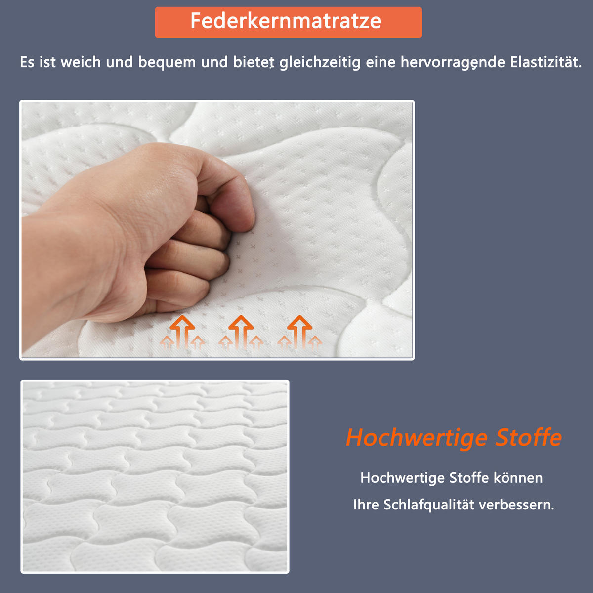 BOXSPRINGMATRATZE 90/190 cm Weiß, Dicke: 10 cm, Härtegrad: H3 - Weiß, Textil (90/190cm) - Oxeza