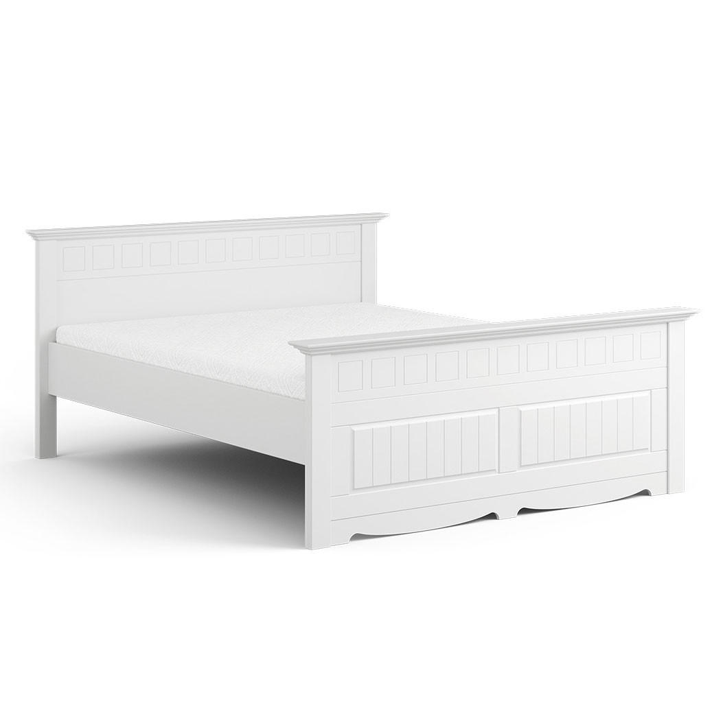 BETT Belluno Elegante Kiefer weiß lackiert 180 / 214 / 95cm - Weiß, Holz (160/200cm) - Feldmann-Wohnen