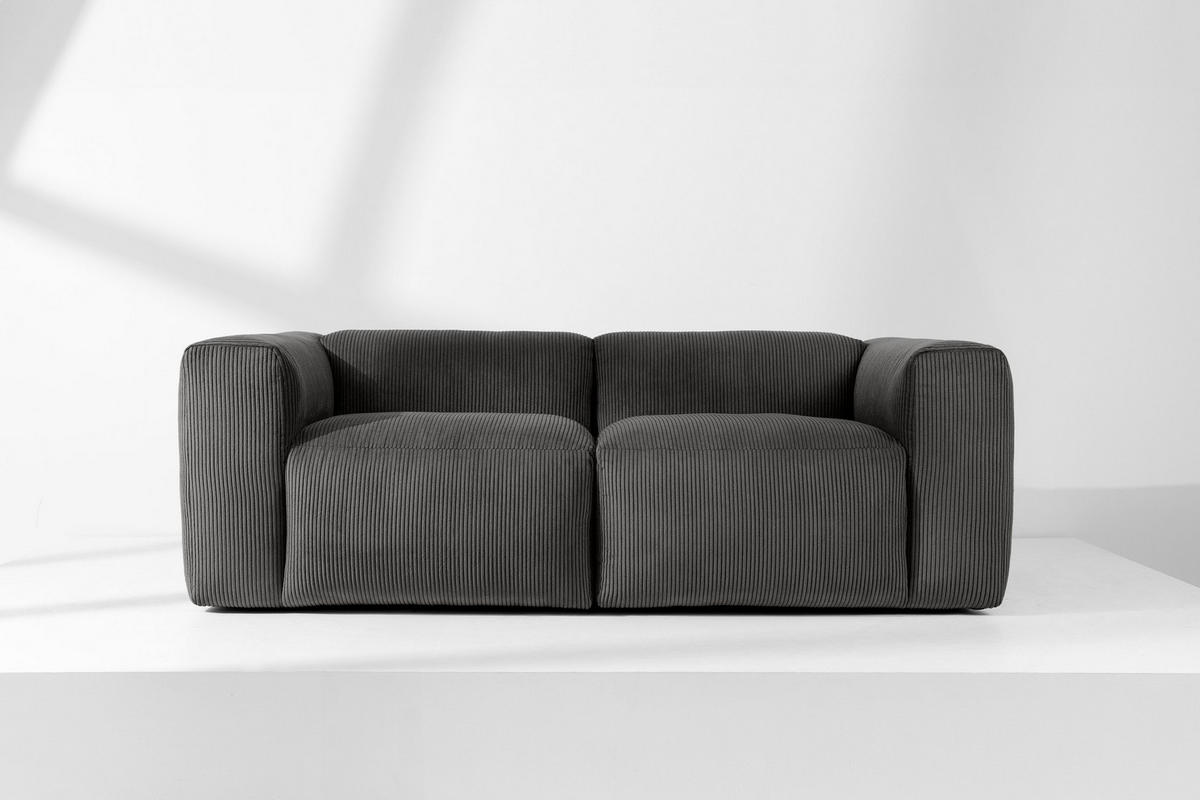 2-SITZER-MODULSOFA BUFFO mit extrem weicher und bequemer Sitzfläche, Kordstoff, grau - Grau, Textil (210/73/96cm) - KONSIMO®