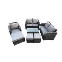 LOUNGESOFA-SET Polyrattan Dunkelgrau 8-Sitzer - Dunkelgrau, Metall - Fimous