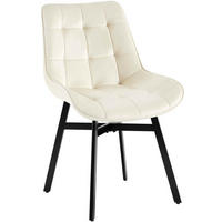 ESSZIMMERSTUHL Samt Creme - Creme/Schwarz, Textil/Metall (54/83/61cm) - CLP