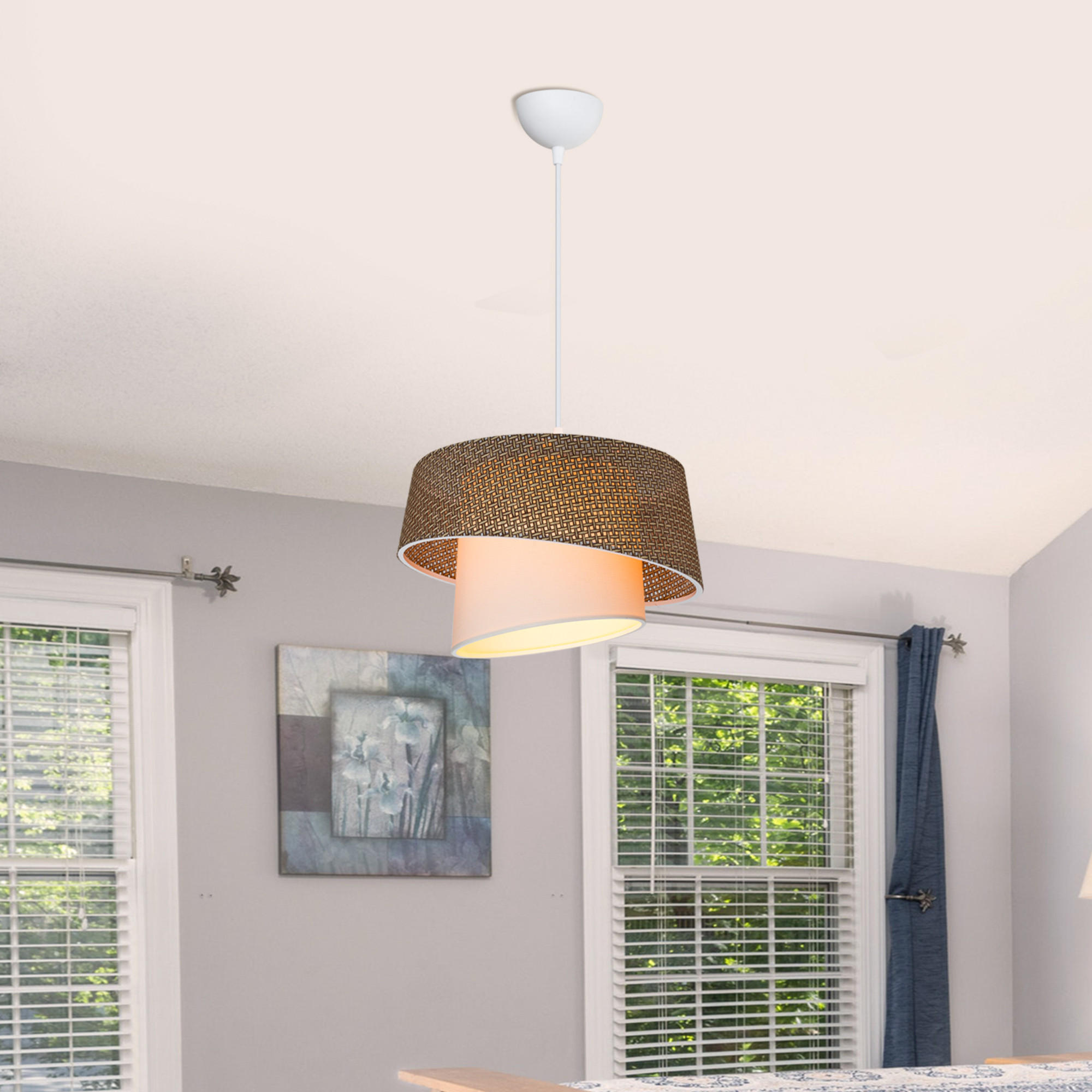 HÄNGELEUCHTE Wigan - Creme/Cappuccino, Kunststoff/Textil (34/34/65cm) - lux.pro