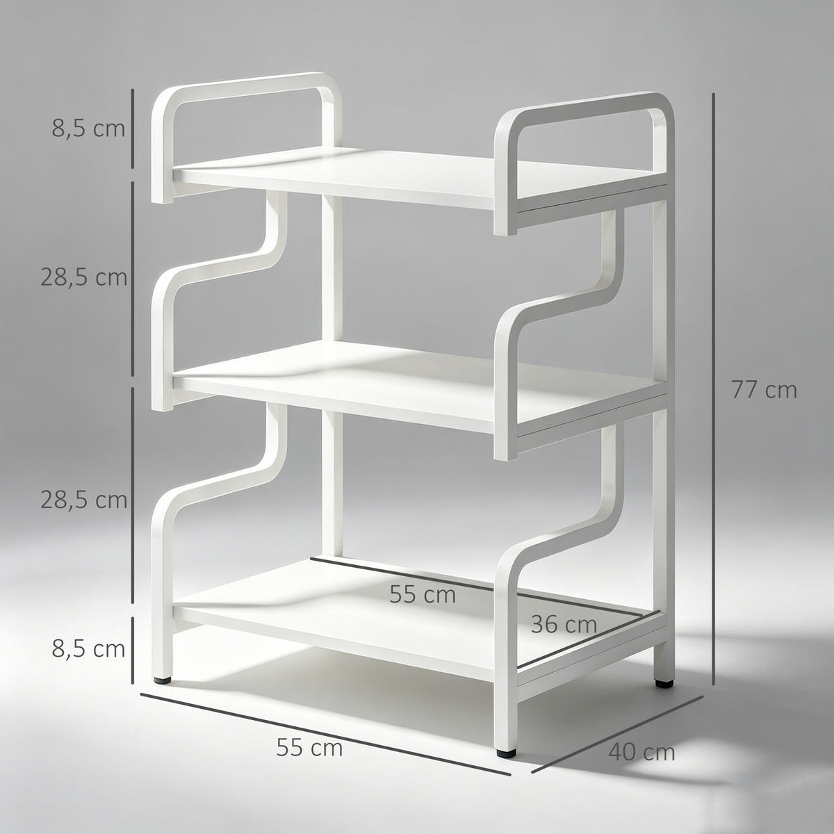 DRUCKERSTÄNDER Spanplatte Stahl Weiß - Weiß, Holzwerkstoff/Metall (55/40/77cm) - HOMCOM