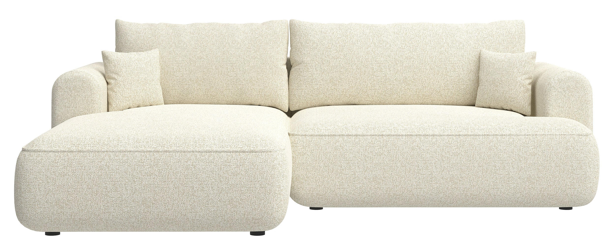 ECKSOFA Ovo Hellbeige Webstoff-Bezug - Ecru/Schwarz, Kunststoff/Textil (260/165cm) - Selsey
