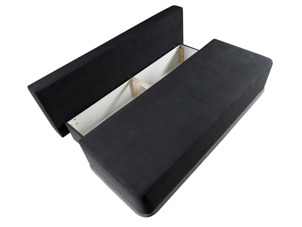 SOFA Blackers Schwarz, mit Schlaffunktion und Bettkasten - Schwarz, Holzwerkstoff (200/93/98cm)