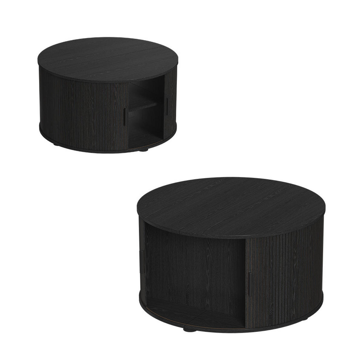 COUCHTISCH Selva Schwarz 80 x 80 cm mit Schiebetür - Schwarz, Holzwerkstoff (80/80/45cm) - Vicco