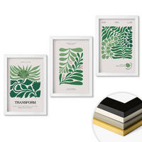 WANDBILDER 3er-Set - 20x30 cm Weißer Rahmen - Formen grüner Blätter - Weiß, Kunststoff (20/30cm) - ArtPrintCave