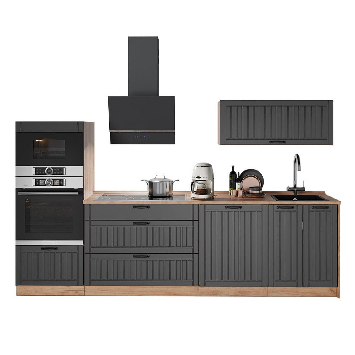 CHICINETĂ Fame-Line, Gri închis/Stejar auriu, 280 cm, AP Antracit - gri închis/culoare lemn stejar, compozit lemnos (280/153.6/60cm) - Vicco
