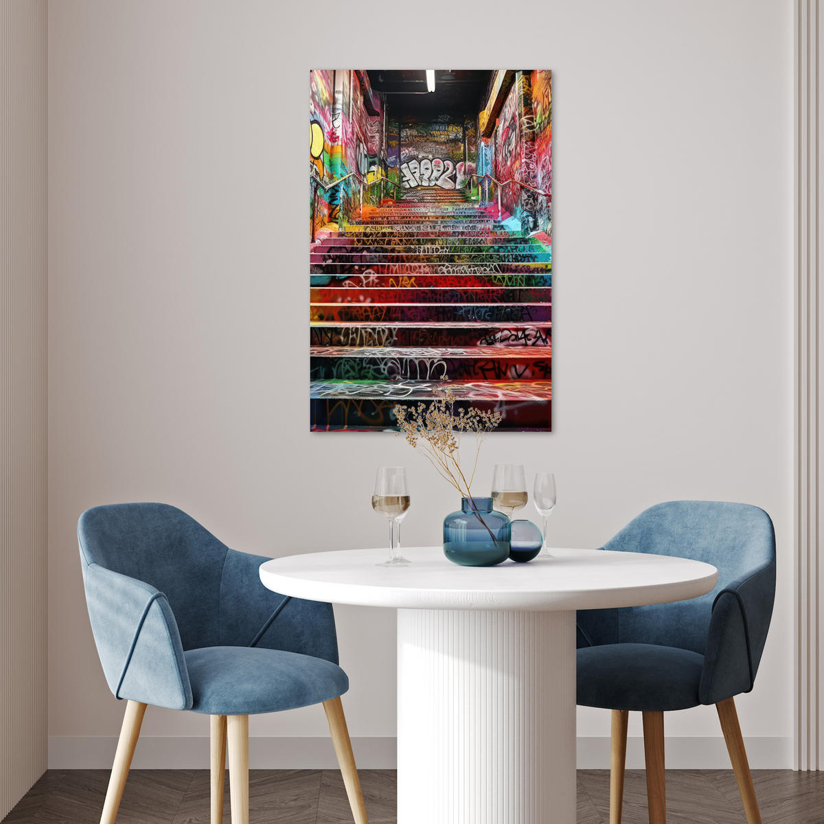 POSTER Treppe - Graffiti - Farben - Kunst 40x60 cm - Multicolor, Papier (40/60/0.1cm) - MuchoWow