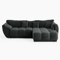 ECKSOFA LARGO Rechts Dunkelgrün Velours Premium L-Form Couch mit Schlaffunktion & Bettkasten - Dunkelgrün/Schwarz, Holz (285/180cm) - Barchello