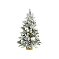 WEIHNACHTSBAUM künstlicher 60 cm – SILBERWEIHNACHTEN II, mit 34-teiligem Weihnachtsbaumschmuck, mit LED-Beleuchtung, inkl. Pflanztopf mit Jutesack - Silberfarben/Weiß, Kunststoff/Stein (40/60cm) - LAALU