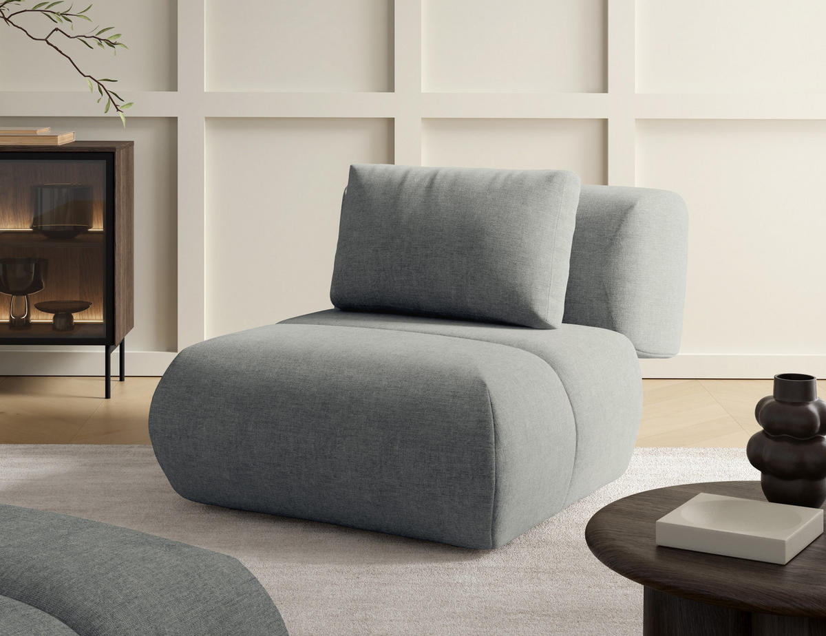 SESSEL ATOMO, Modern Polstersessel Loungesessel, Chenille-Stoff Grau - Grau, Holz/Metall (98/82/134cm) - MASSENO