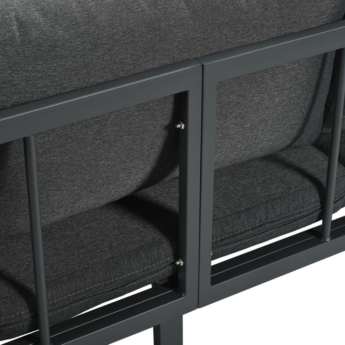 GARTENSET 182x63x62cm grau aus Stahl und Glas, wasserdicht - Grau, Textil - Modfu