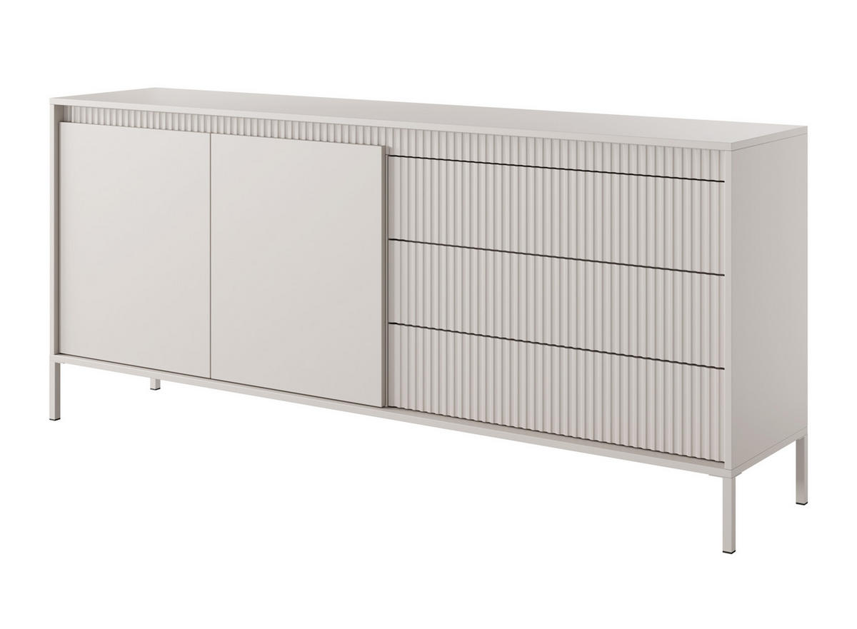 SIDEBOARD Trentinis 2T 3S Beige 187,1/41,4/39,5 cm – Geriffelten Fronten - Beige, Holzwerkstoff/Metall (187.1/41.4/39.5cm) - AX Living