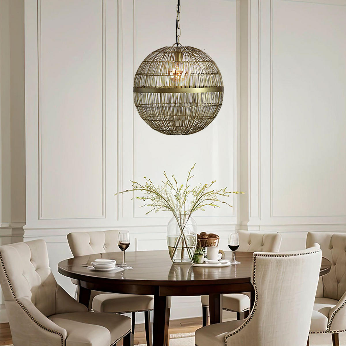 LED HÄNGELEUCHTE Messing Altmessing - Messingfarben, Metall (40/40/120cm) - Globo Lighting