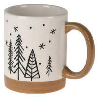 BECHER Tannenmotiv 250 ml - Hellbraun/Weiß, Keramik (0.25L) - Home Styling Collection