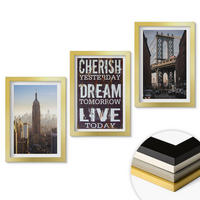 WANDBILDER 3er Set - 20x30 cm Goldrahmen - Zitat über New Yorker Landschaften - Goldfarben, Kunststoff (20/30cm) - ArtPrintCave