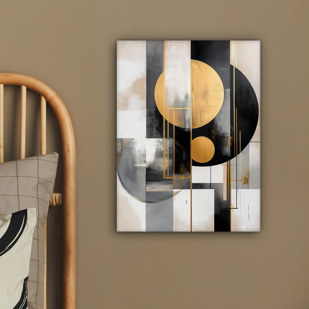 LEINWANDBILD Abstrakt - Gold - Silber - Formen - Ästhetisch - Modern 30x40 cm - Goldfarben, Textil (30/40cm) - MuchoWow