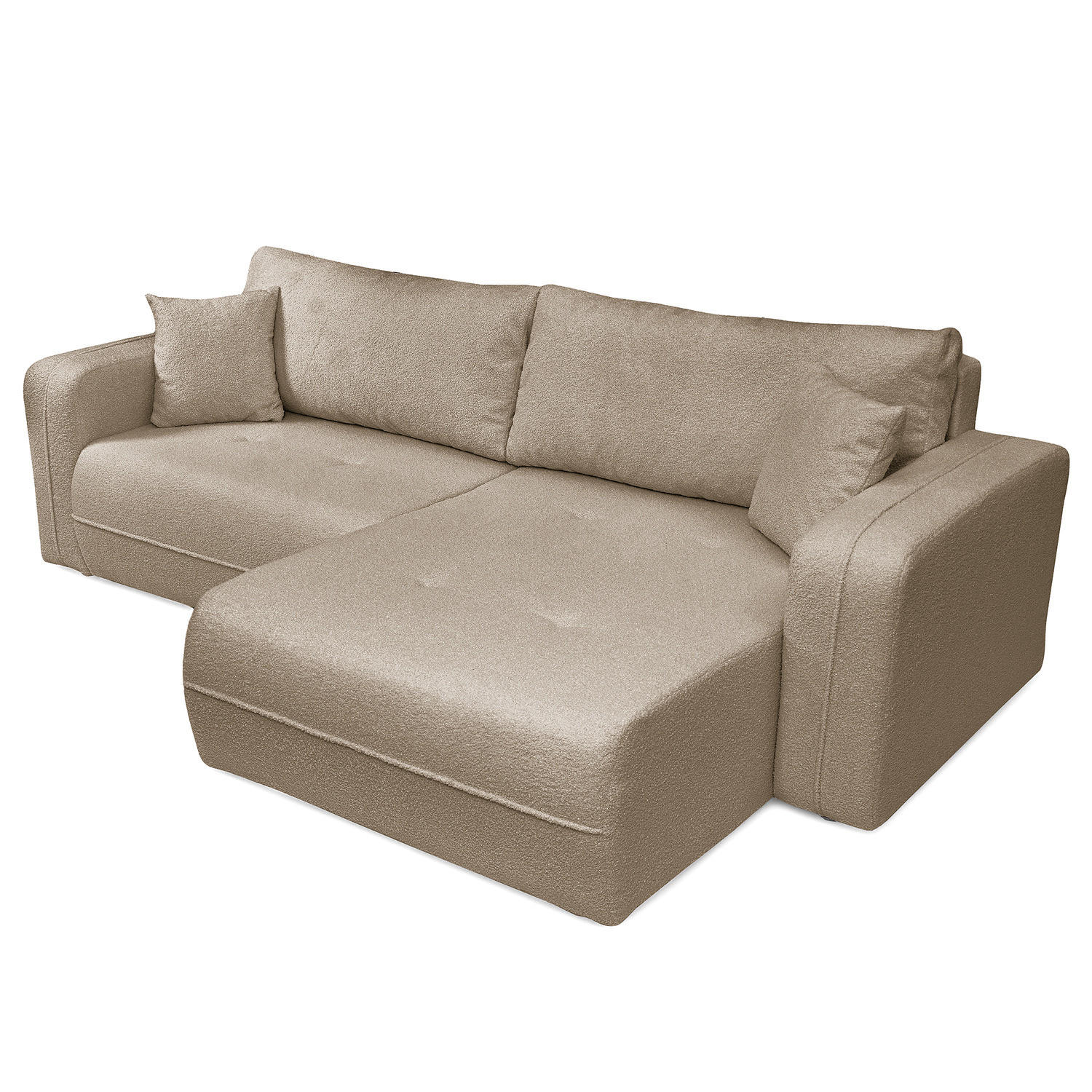 ECKSOFA mit Schlaffunktion - 244 cm - Graubraun/Schwarz, Kunststoff/Textil (244/145cm) - home24