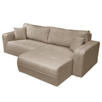 ECKSOFA mit Schlaffunktion - 244 cm - Graubraun/Schwarz, Kunststoff/Textil (244/145cm) - home24