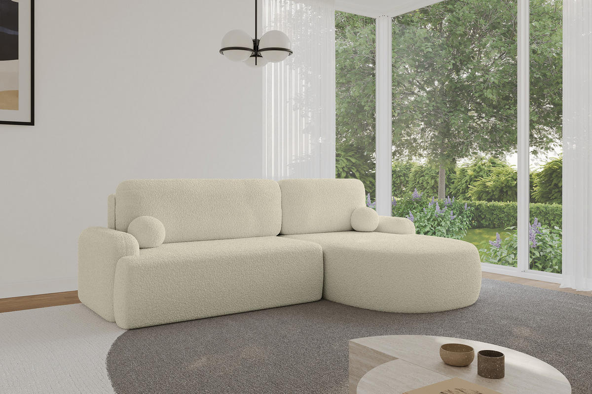 ECKSOFA mit Schlaffunktion und Bettkasten LIRA-L - 264x172x89 Beige - Beige, Holzwerkstoff/Textil (172/264cm) - ALTDECOR