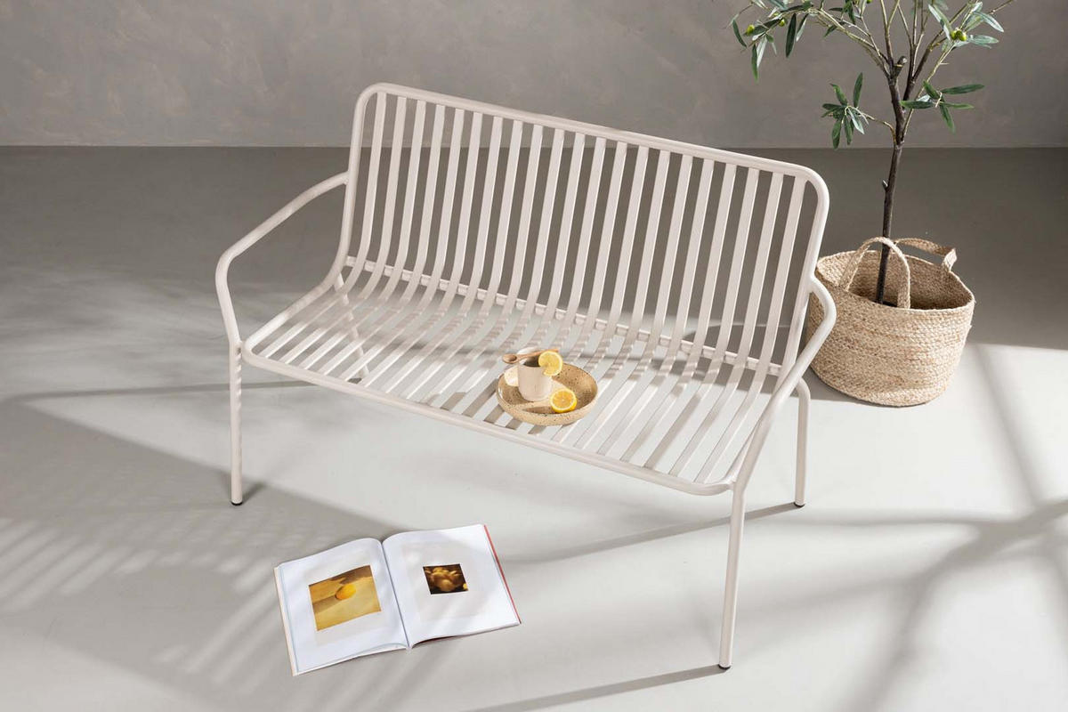 GARTENBANK beige - Beige, Metall (130/85/64cm) - ebuy24