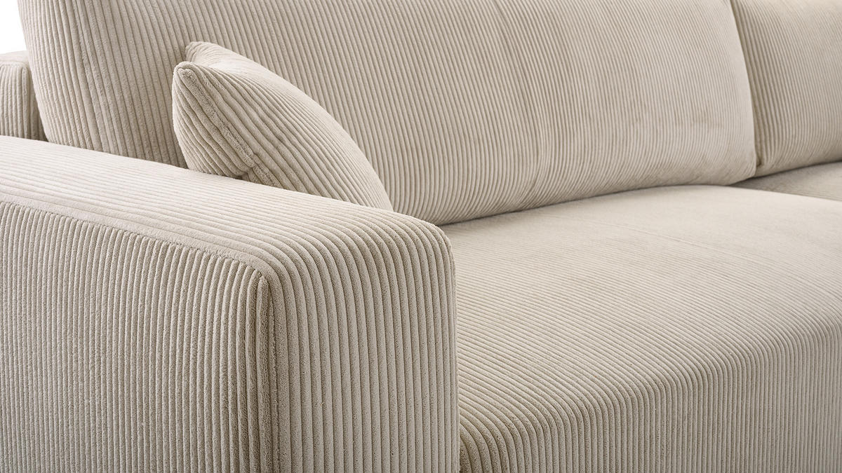 ECKSOFA PULA CORD BEIGE - Beige/Schwarz, Kunststoff/Textil (279/187cm) - Luxkor24