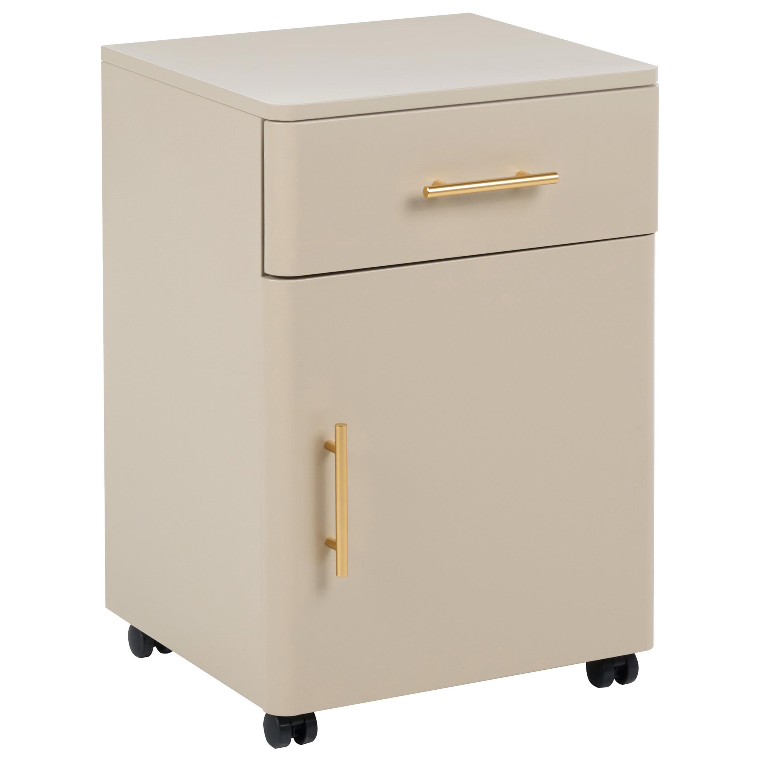 NACHTTISCH mit 1 Schublade Metall Beige Ombura - Beige, Metall (40/45/65cm) - Beliani