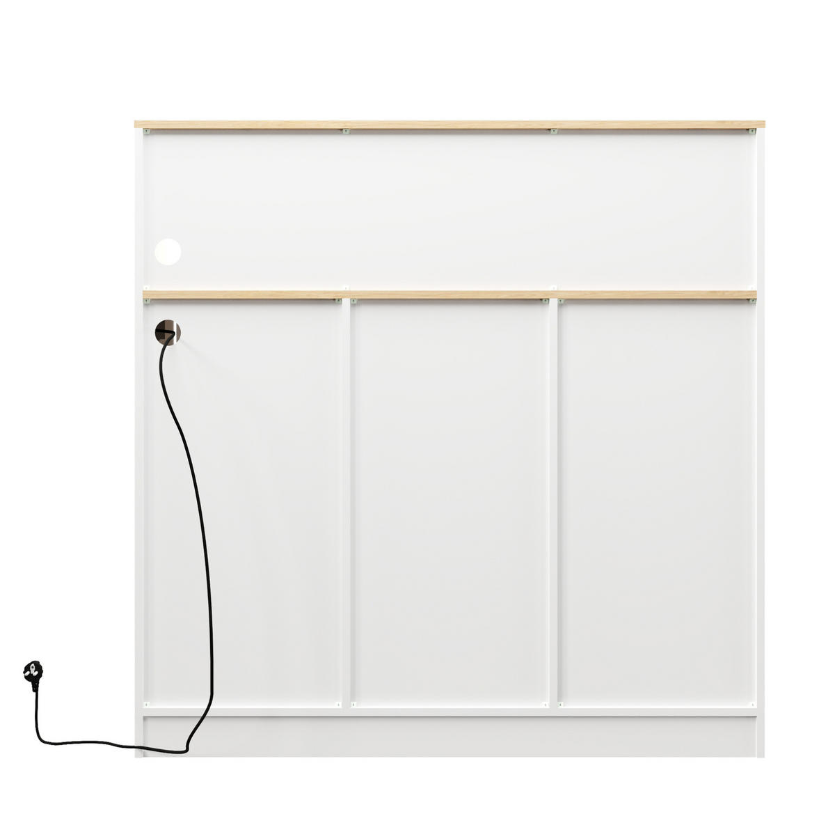 SIDEBOARD 120/40/121 cm Weiß/Natur aus Holzwerkstoff mit LED, Steckdose und Weinregal - Weiß, Holzwerkstoff (40/121/120cm) - OKMYHOME