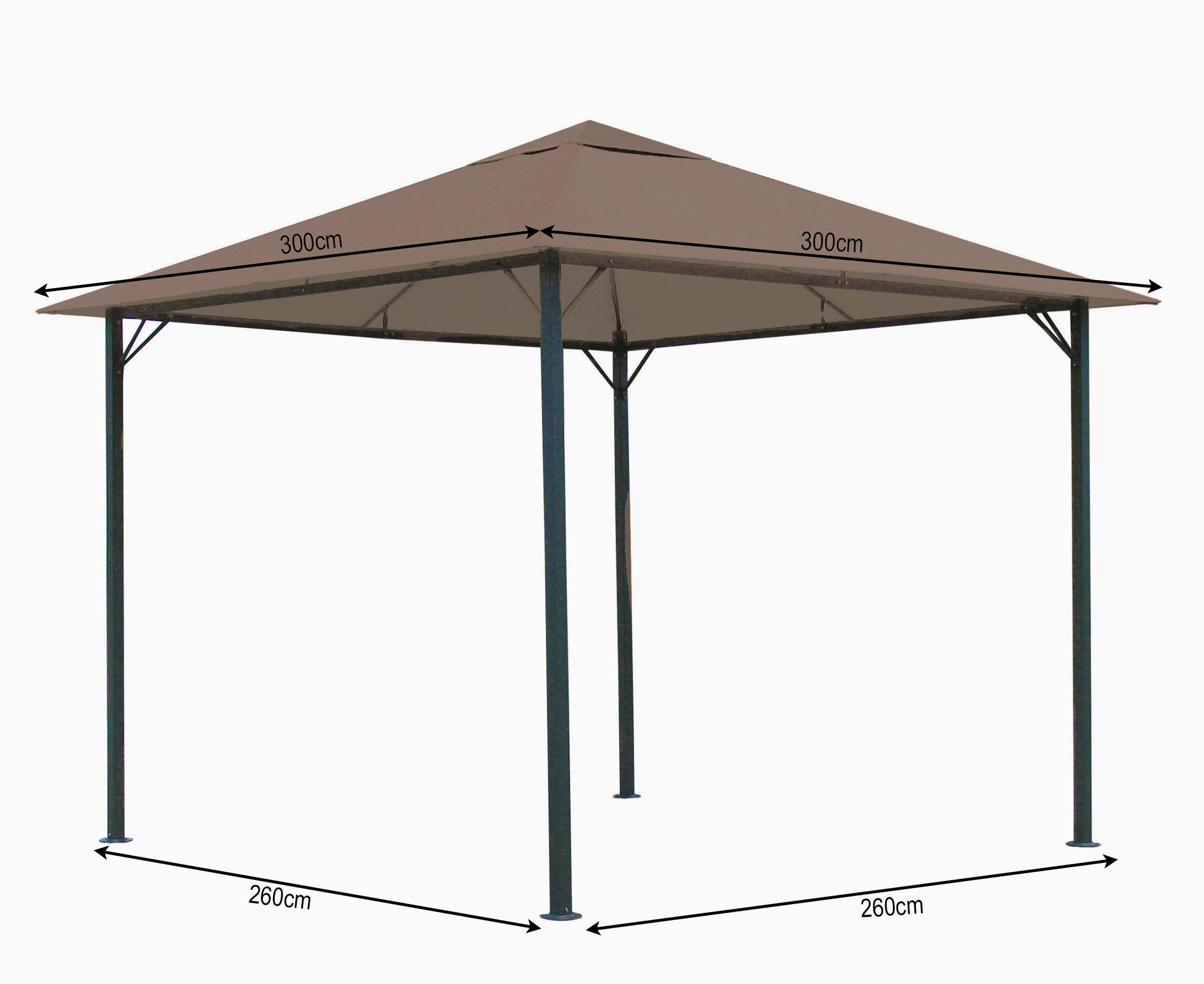 PAVILLON Nizza 3x3m Taupe - Taupe, Metall (300/263/300cm) - QUICK STAR