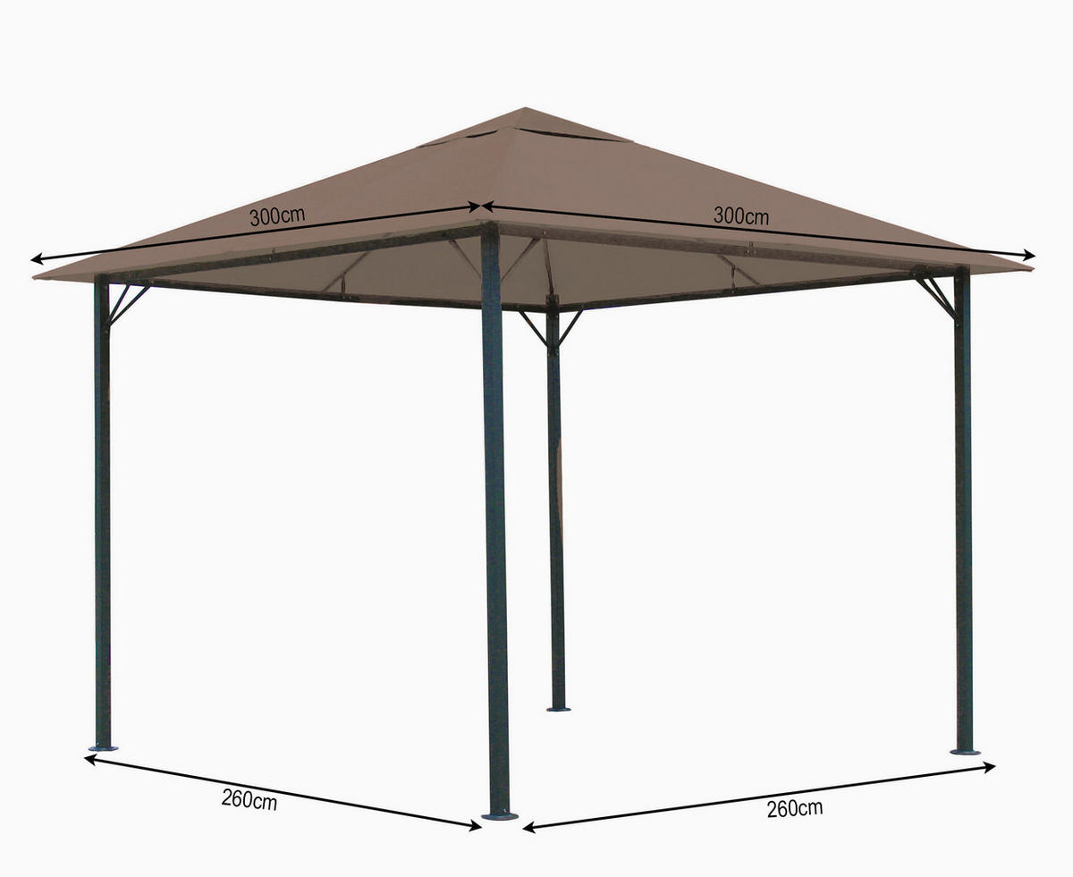 PAVILLON Nizza 3x3m Grau inkl. Seitenwand Set - Taupe, Metall (300/263/300cm) - QUICK STAR