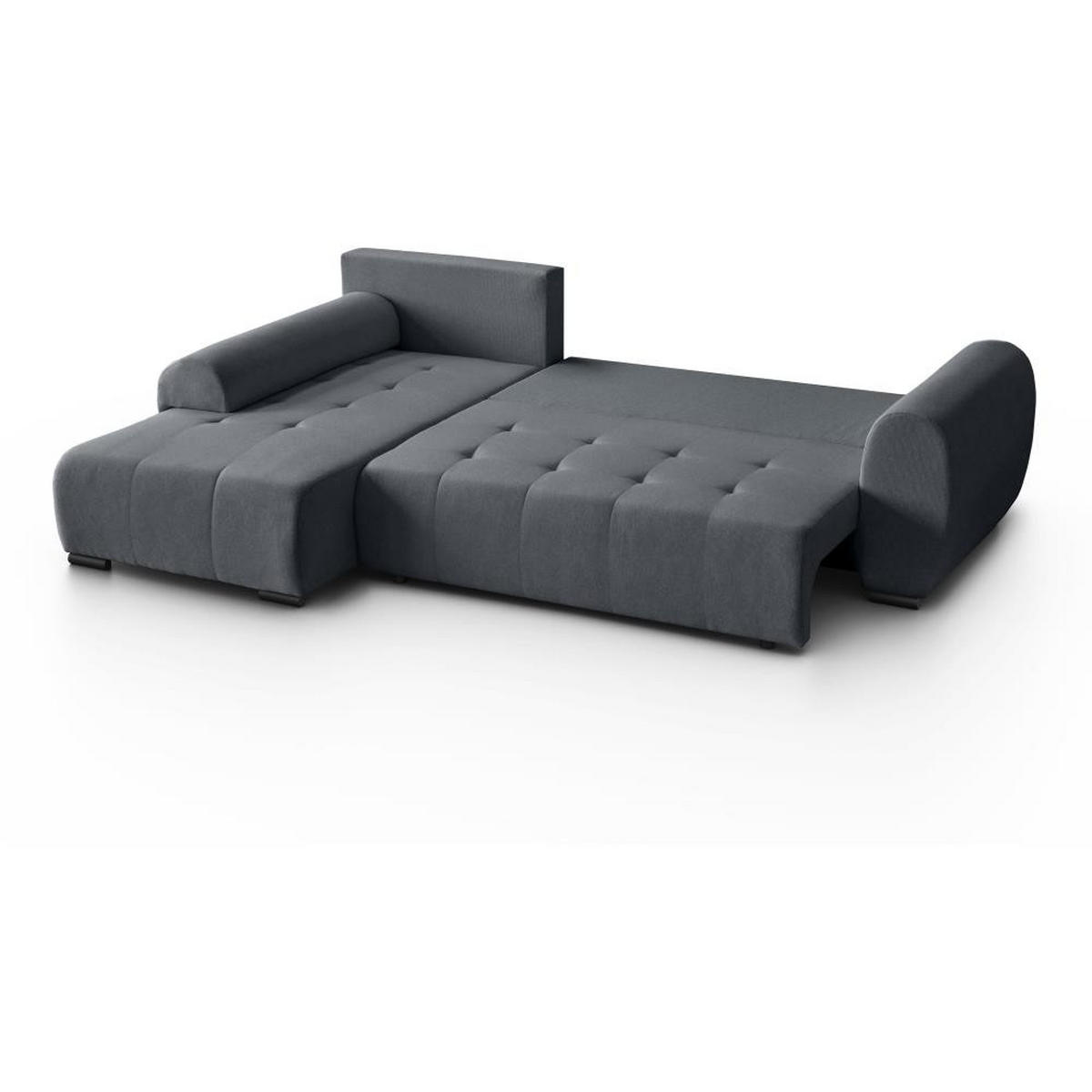 ECKSCHLAFSOFA Diana mt Bettkasten dunkelgrau links - Dunkelgrau/Schwarz, Textil (255/175cm) - Beautysofa