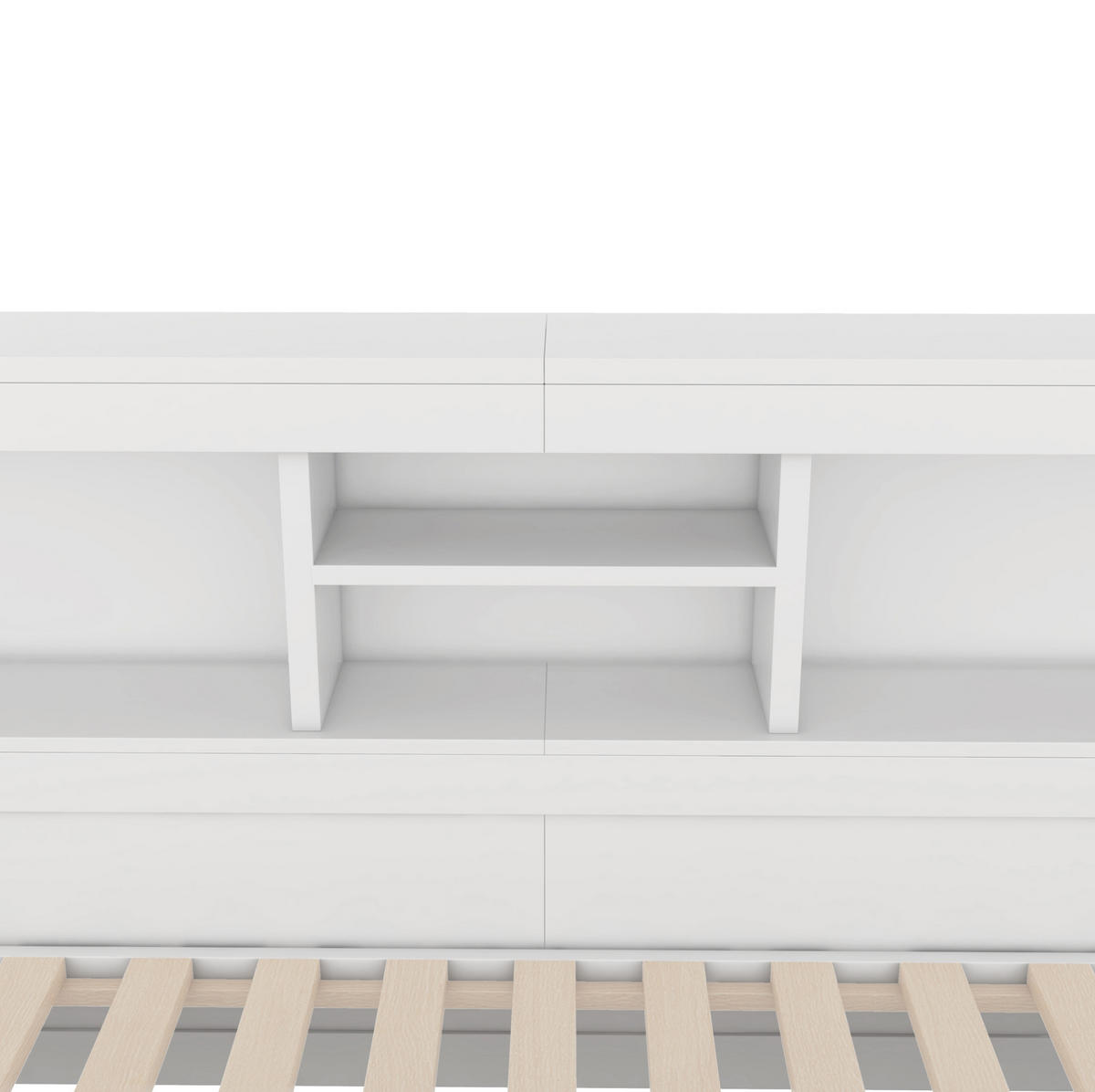 BETT 140/200 cm Weiß aus Spanplatte und MDF mit Bett und LED-Beleuchtung - Weiß, Holzwerkstoff (140/200cm) - OKMYHOME