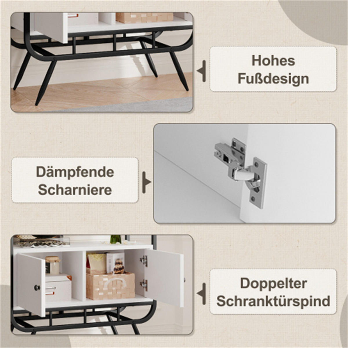 BÜCHERREGAL schwarz, Metallschrank mit Doppeltür und 3 Böden, runde Dekoration, Maße 80 x 30 x 180 cm - Schwarz, Metall (80/180/30cm) - AKL FURNITURE