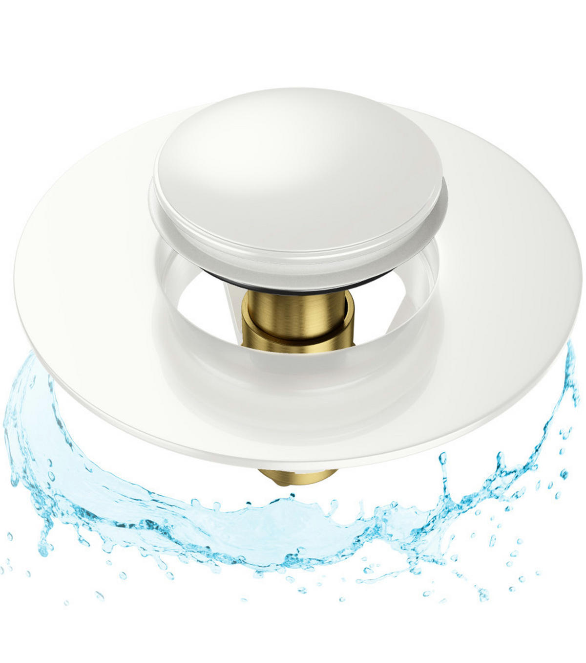 WASCHBECKENSTÖPSEL Pop-Up Weiß - Weiß, Metall (6/4/5cm) - Sanilo