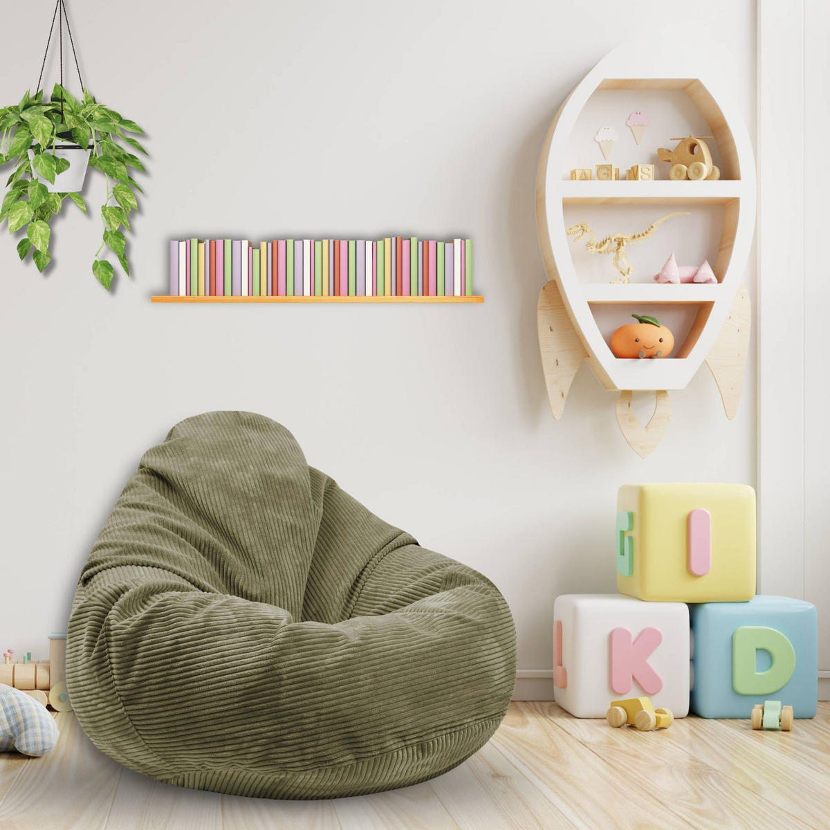 SITZSACK PARADISE MIT FUßSTÜTZE Kordsamt 2-tlg Dark Olive S - Olivgrün/Grün, Textil (70/70/70cm) - Dreamroots