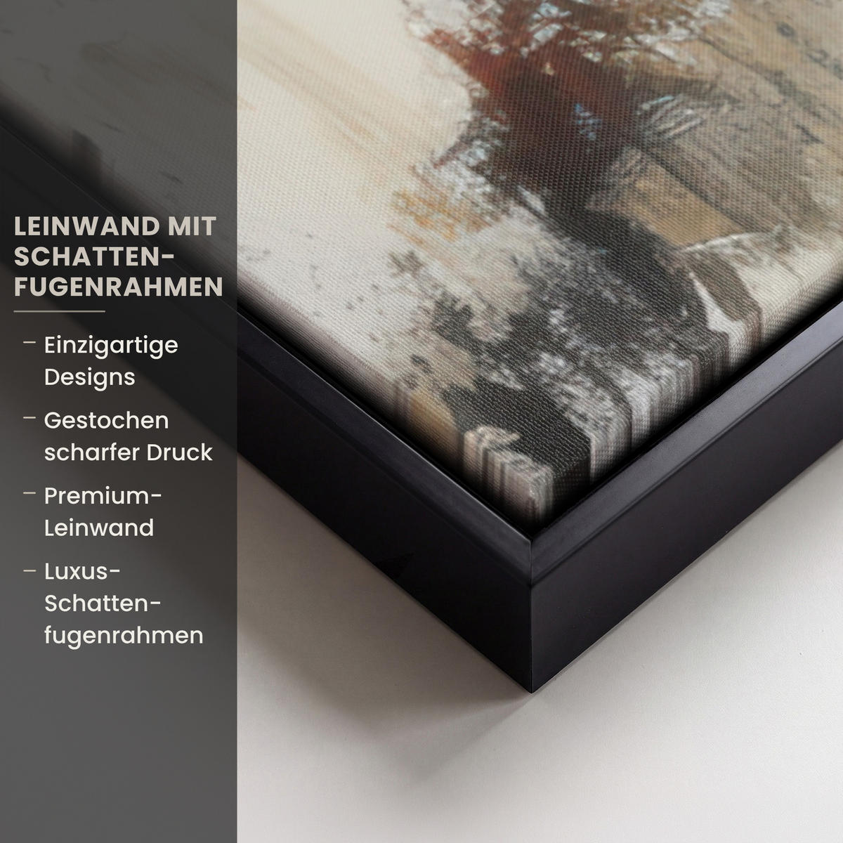 LEINWAND Bilder mit Rahmen - Schneemann - Winter - Schnee - Beige - 90x90 - Weiß, Textil (90/90cm) - MuchoWow