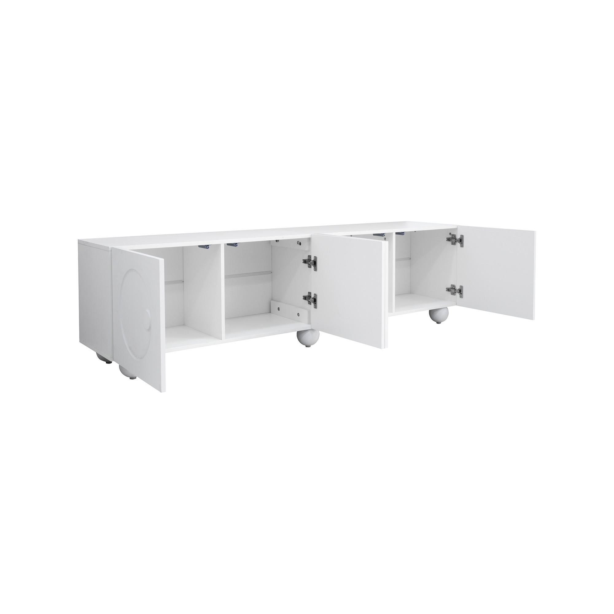 TV-ELEMENT 180.5/38/50 cm Weiß mit 4 Türen - Weiß, Holz (180.5/50/38cm) - Oxeza