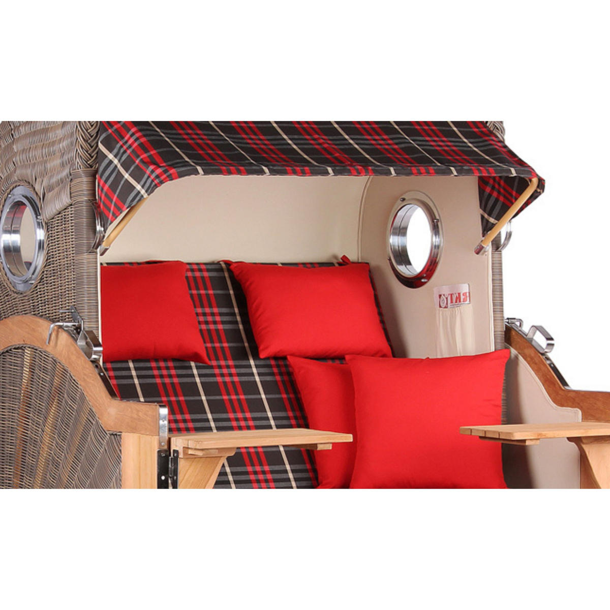 STRANDKORB Baltikum Teak 2,5 Sitzer - Braun/Grau, Holz/Metall (142/170/95cm) - Mr. Deko