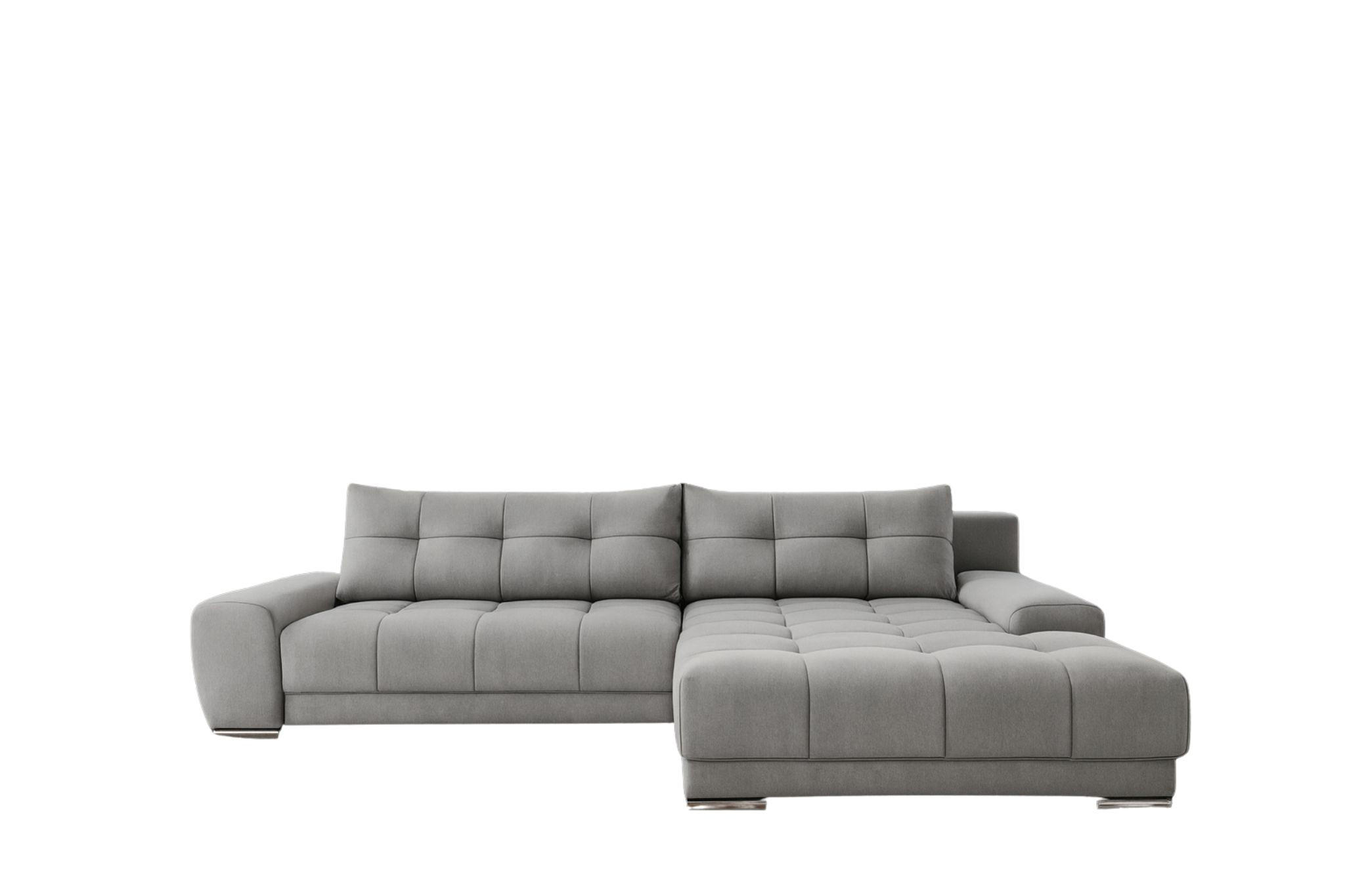 ECKSOFA WAVE Mit Schlaffunktion, Stoff SORO, Hellgrau Rechts - Hellgrau, Holz (281/105cm) - Kaiser Möbel