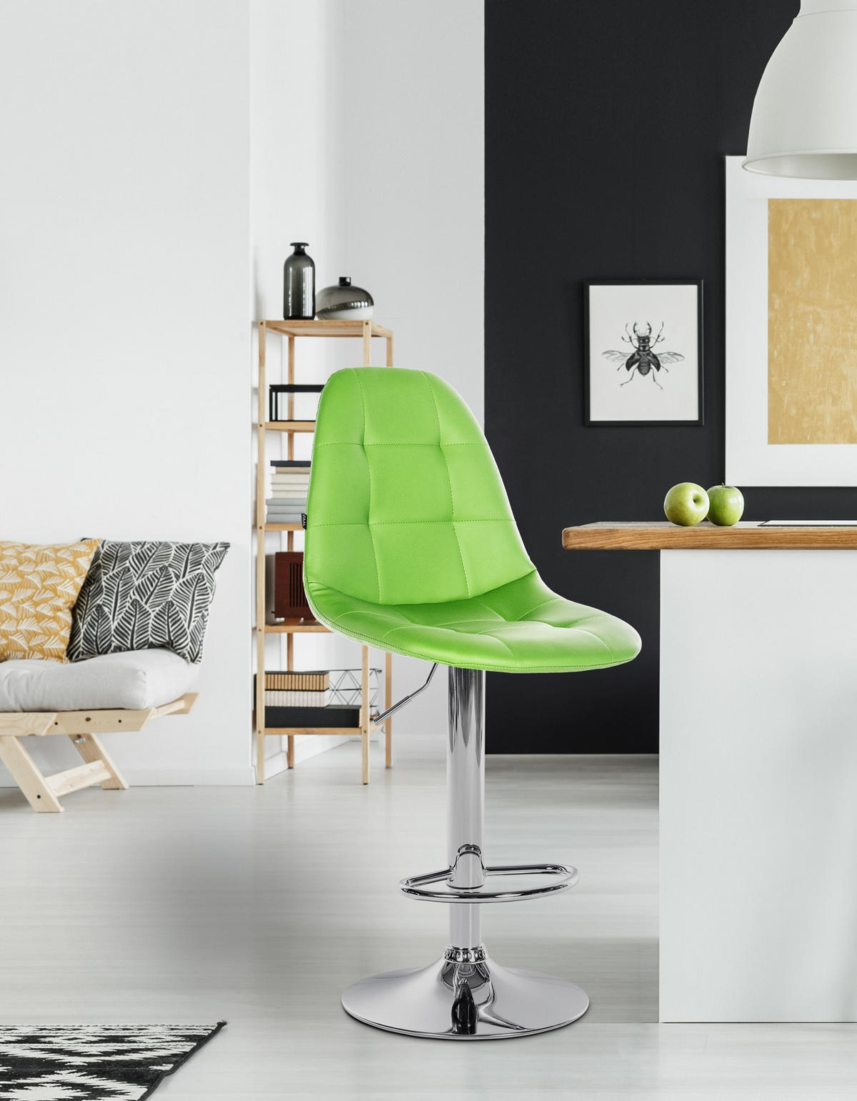 BARHOCKER Metall grün - Grün, Textil/Metall (47/58/56cm) - CLP