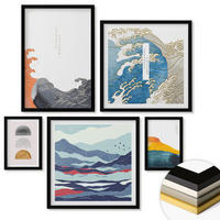 WANDBILDER 5er-Set - 50x50 cm & 20x30 cm & 40x60 cm Schwarzer Rahmen - Stilvolle moderne Blumen - Schwarz, Kunststoff (40/60cm) - ArtPrintCave